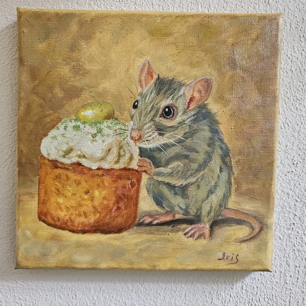 Abstract oil Painting cute Little Mouse